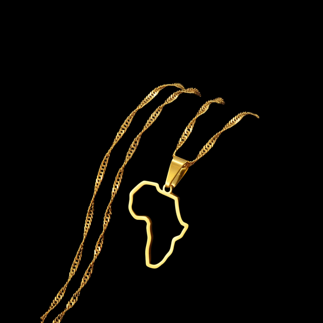 Mini Outline Map of Africa Pendant Necklace