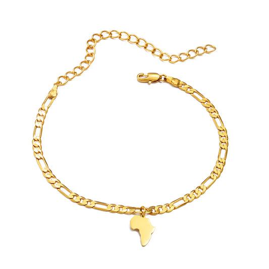 Map of Africa Charm Gold Anklet